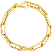 Olas d'Oro - 14K Yellow Gold Oval Pinched Link Bracelet with Lobster Clasp - 7.50 inches, 11.79g
