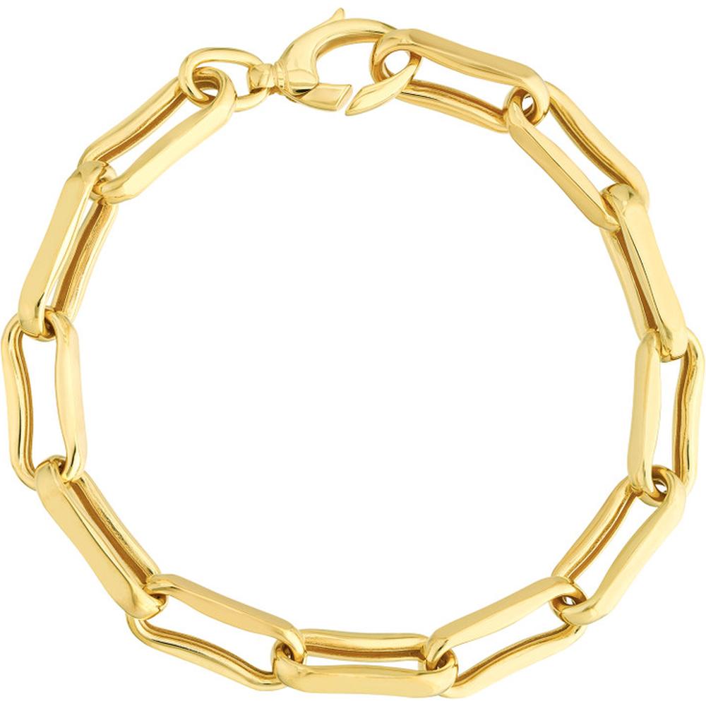 Olas d'Oro - 14K Yellow Gold Oval Pinched Link Bracelet with Lobster Clasp - 7.50 inches, 11.79g