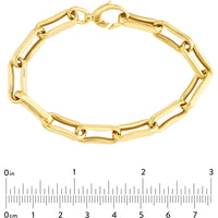 Olas d'Oro - 14K Yellow Gold Oval Pinched Link Bracelet with Lobster Clasp - 7.50 inches, 11.79g