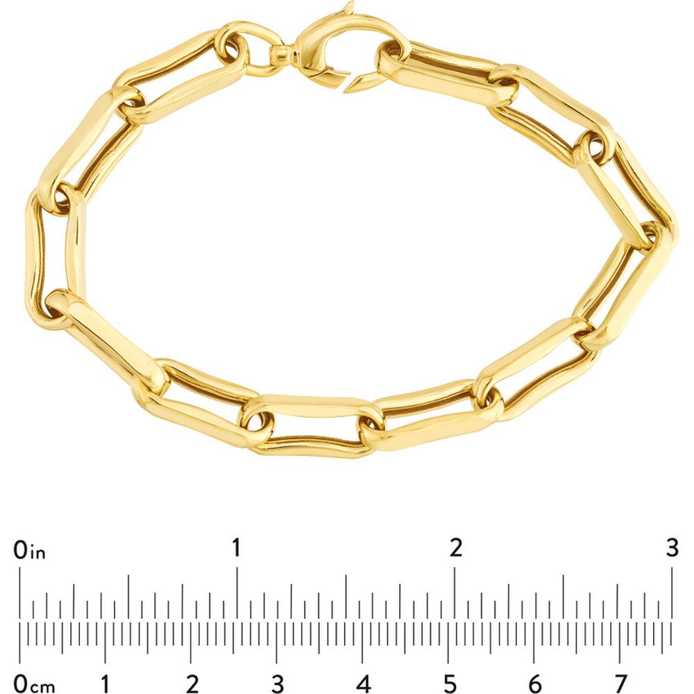 Olas d'Oro - 14K Yellow Gold Oval Pinched Link Bracelet with Lobster Clasp - 7.50 inches, 11.79g