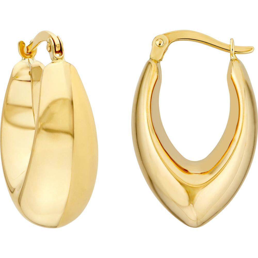 Olas d'Oro - 14K Yellow Gold Oval Pointed Teardrop Hoop Earrings  2.90g Total Weight