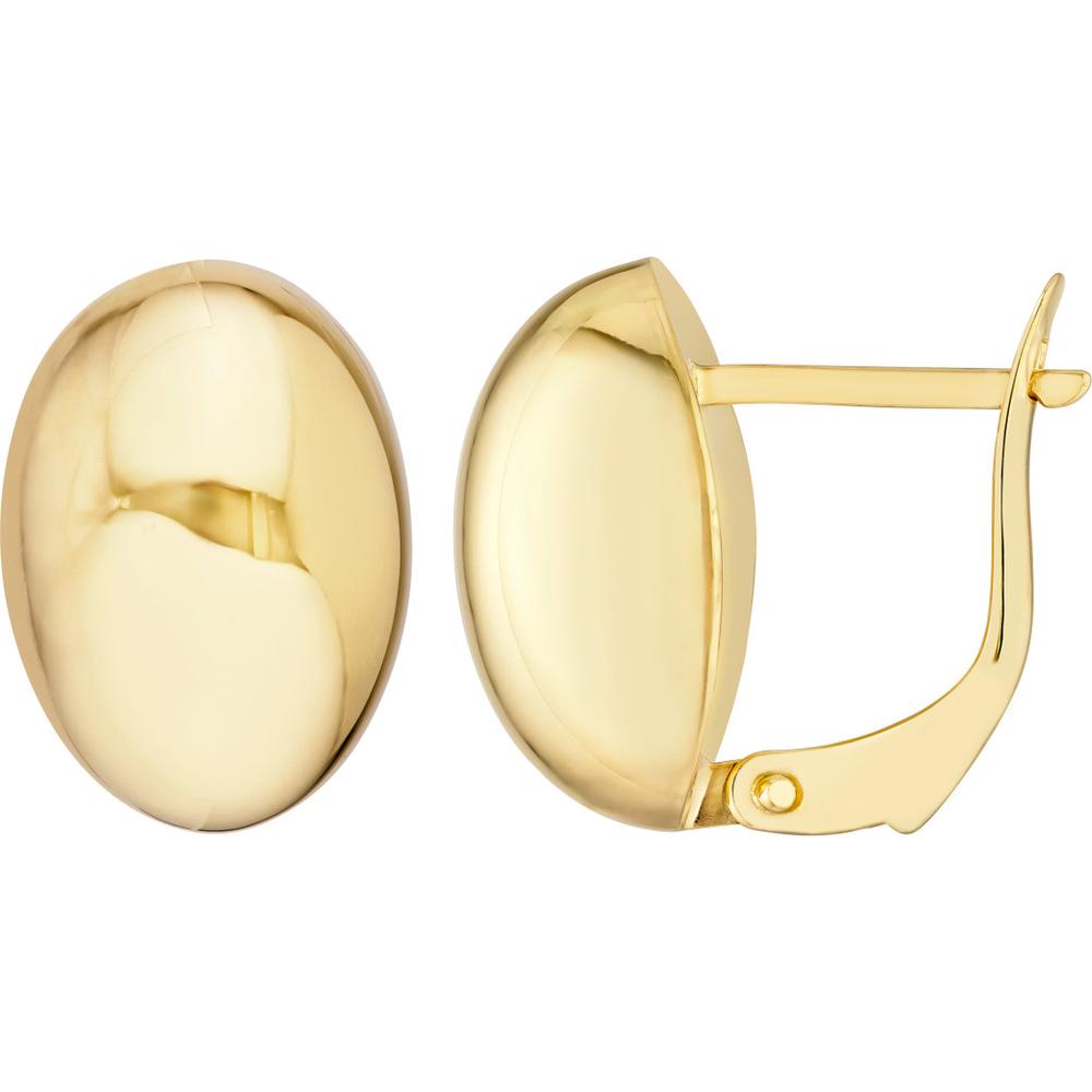 Olas d'Oro - 14K Yellow Gold Oval Polished Button Omega Earrings