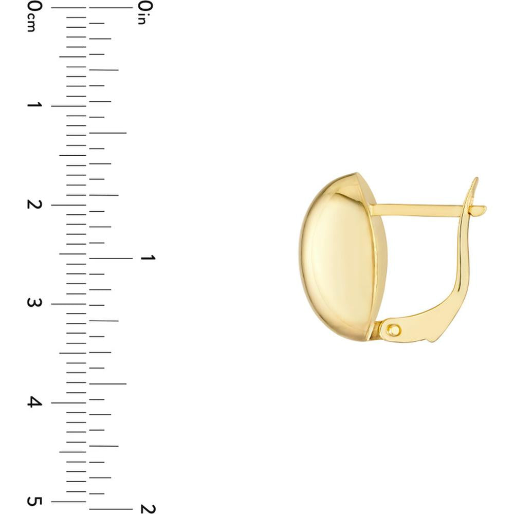Olas d'Oro - 14K Yellow Gold Oval Polished Button Omega Earrings