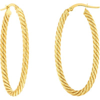 Olas d'Oro - 14K Yellow Gold Oval Rope Twist Hoop Earrings  2.40g Total Weight