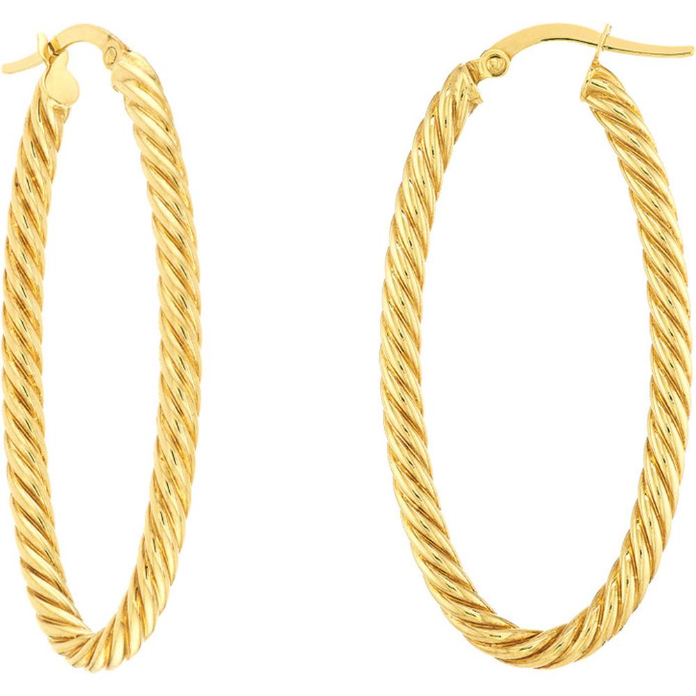 Olas d'Oro - 14K Yellow Gold Oval Rope Twist Hoop Earrings  2.40g Total Weight