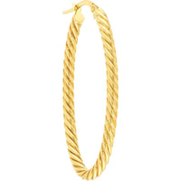Olas d'Oro - 14K Yellow Gold Oval Rope Twist Hoop Earrings  2.40g Total Weight