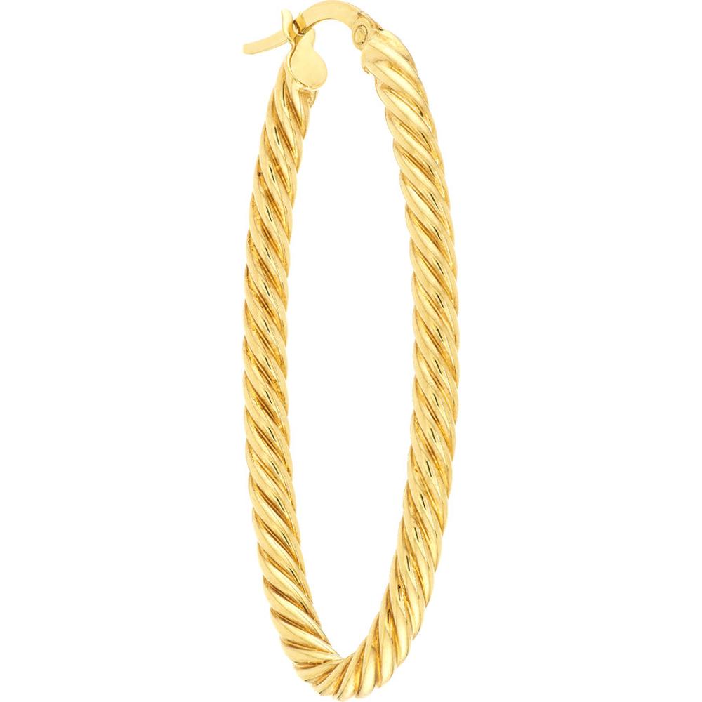 Olas d'Oro - 14K Yellow Gold Oval Rope Twist Hoop Earrings  2.40g Total Weight