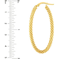 Olas d'Oro - 14K Yellow Gold Oval Rope Twist Hoop Earrings  2.40g Total Weight