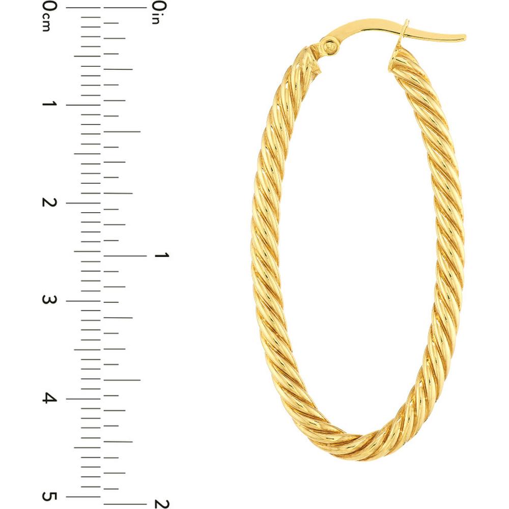 Olas d'Oro - 14K Yellow Gold Oval Rope Twist Hoop Earrings  2.40g Total Weight