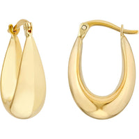 Olas d'Oro - 14K Yellow Gold Oval Teardrop Hoop Earrings - 2.00g Total Weight