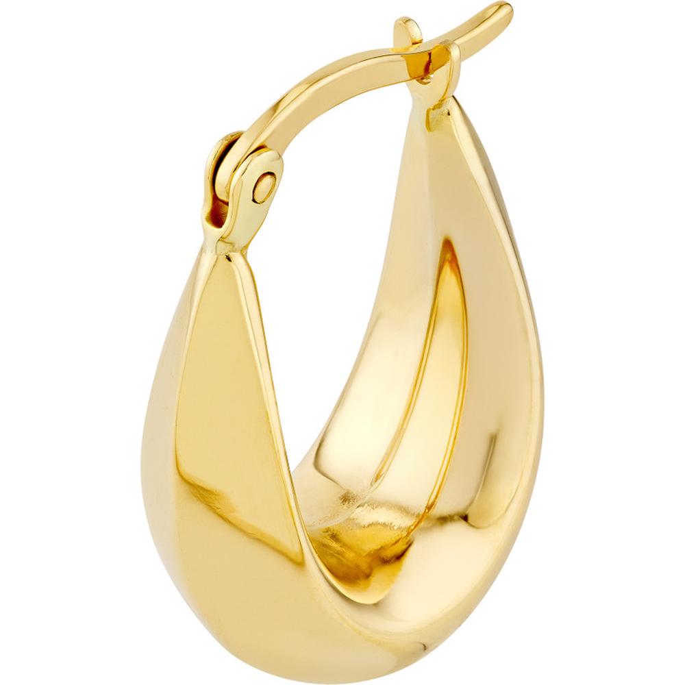 Olas d'Oro - 14K Yellow Gold Oval Teardrop Hoop Earrings - 2.00g Total Weight