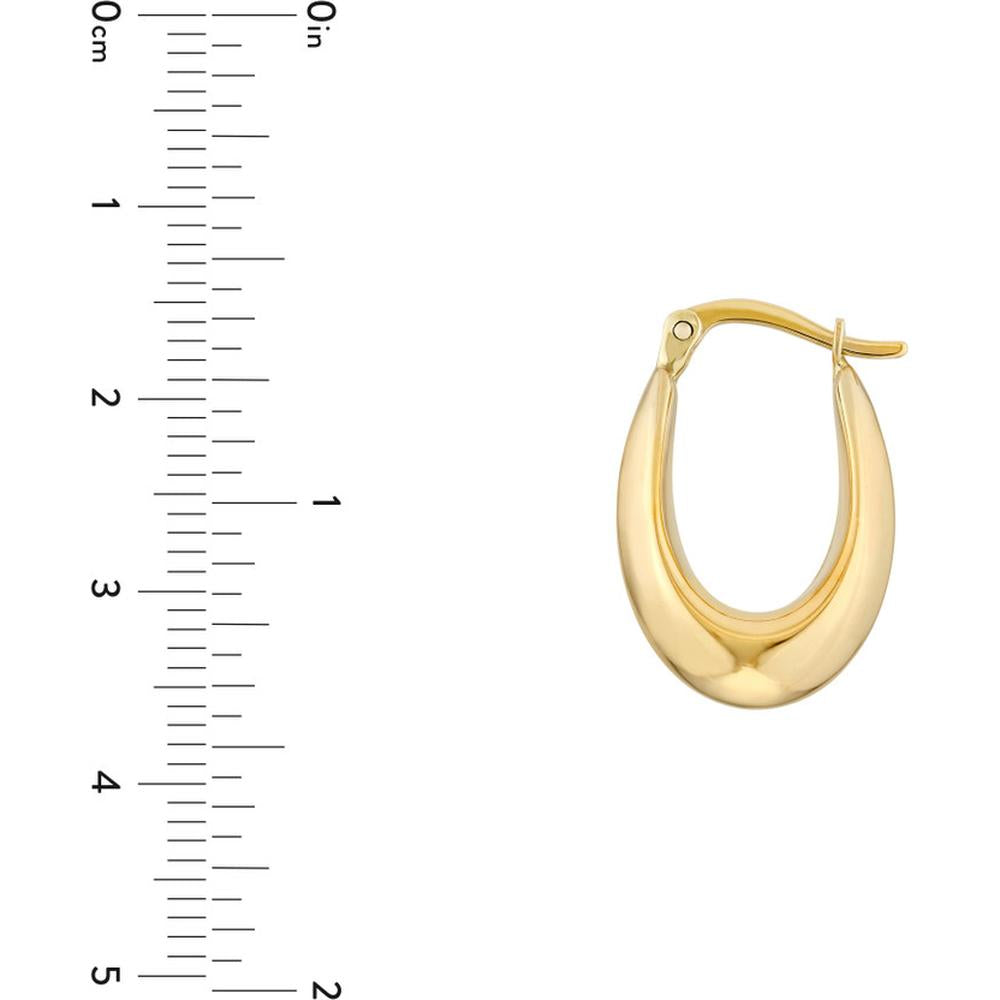 Olas d'Oro - 14K Yellow Gold Oval Teardrop Hoop Earrings - 2.00g Total Weight
