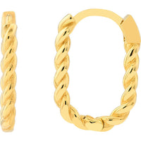 Olas d'Oro - 14K Yellow Gold Oval Twist Hoop Earrings - 1.80g Total Weight