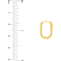 Olas d'Oro - 14K Yellow Gold Oval Twist Hoop Earrings - 1.80g Total Weight