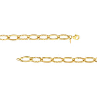 Olas d'Oro - 14K Yellow Gold Oval Twist Polished Links Chain - 18'' Length with Pear Shape Lobster Lock