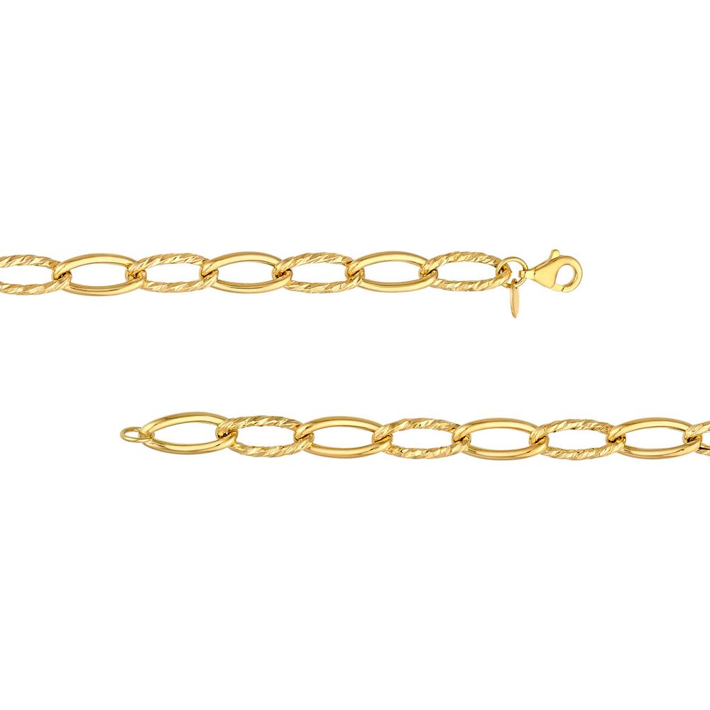 Olas d'Oro - 14K Yellow Gold Oval Twist Polished Links Chain - 18'' Length with Pear Shape Lobster Lock