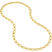 Olas d'Oro - 14K Yellow Gold Oval Twist Polished Links Chain Bracelet - 7.50" Length
