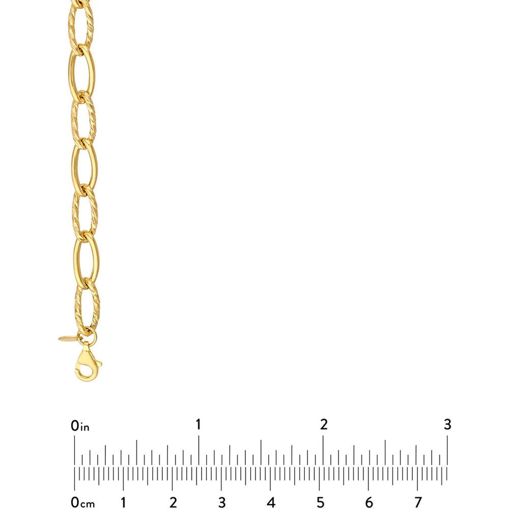 Olas d'Oro - 14K Yellow Gold Oval Twist Polished Links Chain Bracelet - 7.50" Length