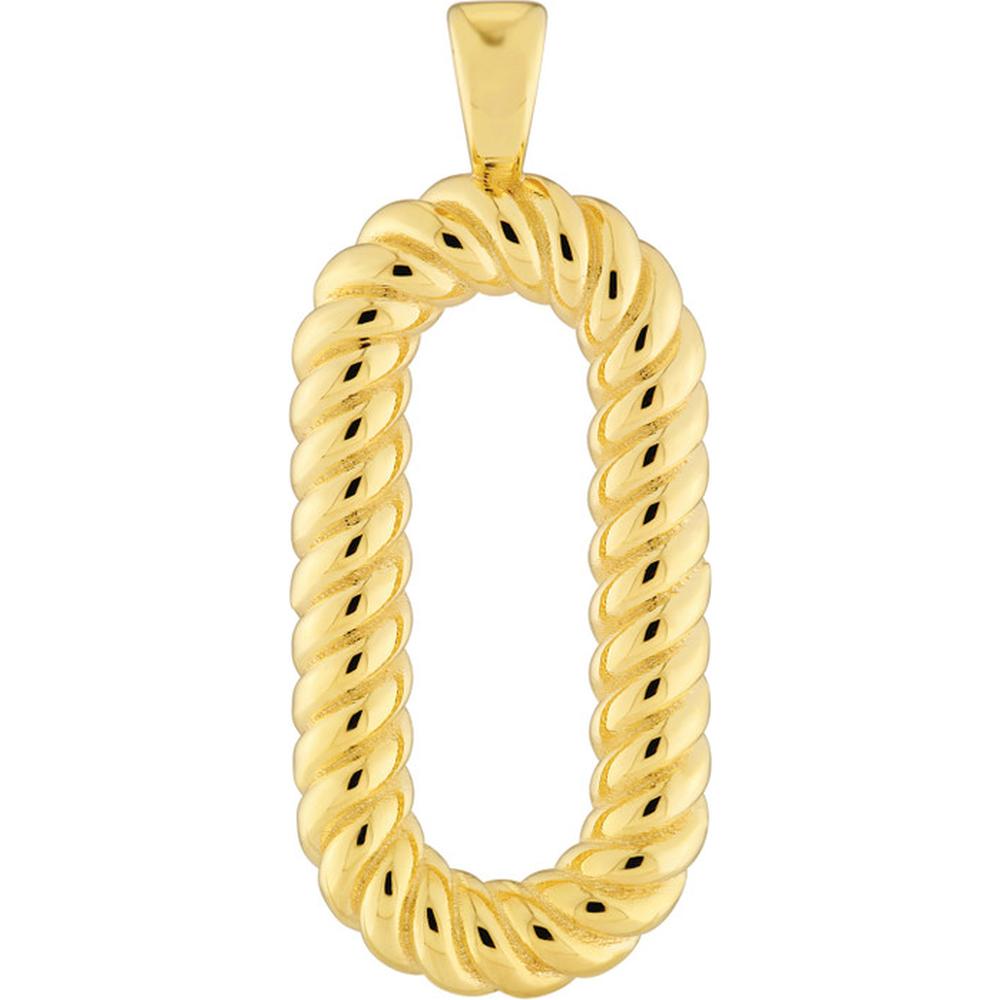 Olas d'Oro - 14K Yellow Gold Oval Twisted Pendant - 1.56g Total Weight
