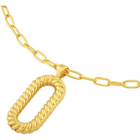 Olas d'Oro - 14K Yellow Gold Oval Twisted Pendant - 1.56g Total Weight