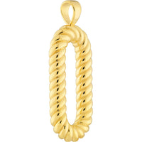 Olas d'Oro - 14K Yellow Gold Oval Twisted Pendant - 1.56g Total Weight