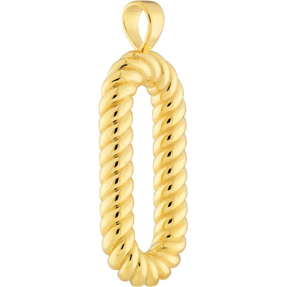 Olas d'Oro - 14K Yellow Gold Oval Twisted Pendant - 1.56g Total Weight