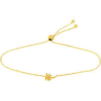Olas d'Oro - 14K Yellow Gold Palm Tree Bolo Bracelet with Adjustable Silicon Bead