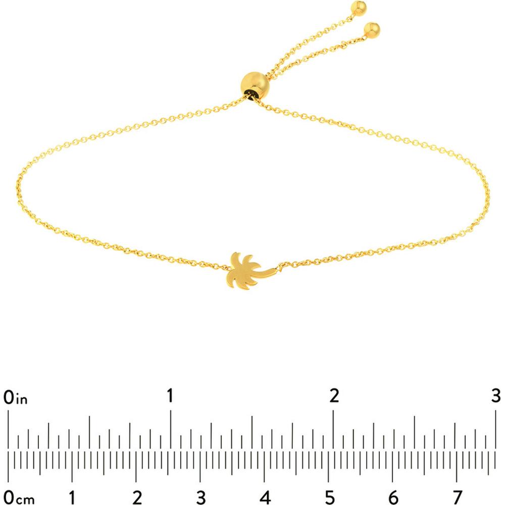 Olas d'Oro - 14K Yellow Gold Palm Tree Bolo Bracelet with Adjustable Silicon Bead