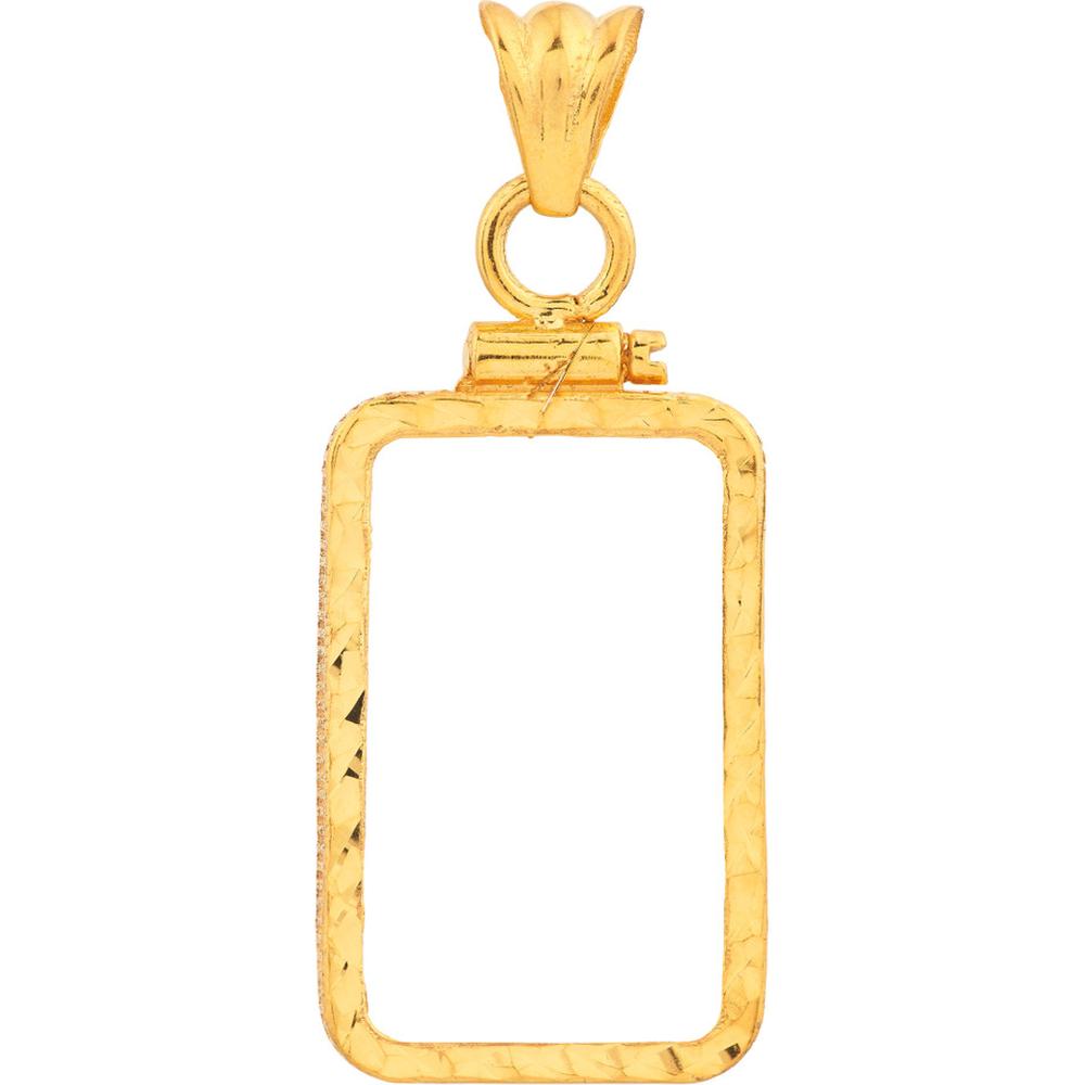 Olas d'Oro - 14K Yellow Gold Pamp 5gr Au Screw Top Diamond Cut Bezel Pendant - 2.07g