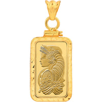 Olas d'Oro - 14K Yellow Gold Pamp 5gr Au Screw Top Diamond Cut Bezel Pendant - 2.07g