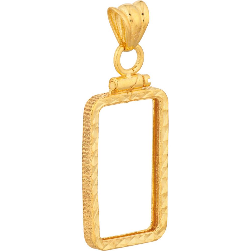Olas d'Oro - 14K Yellow Gold Pamp 5gr Au Screw Top Diamond Cut Bezel Pendant - 2.07g