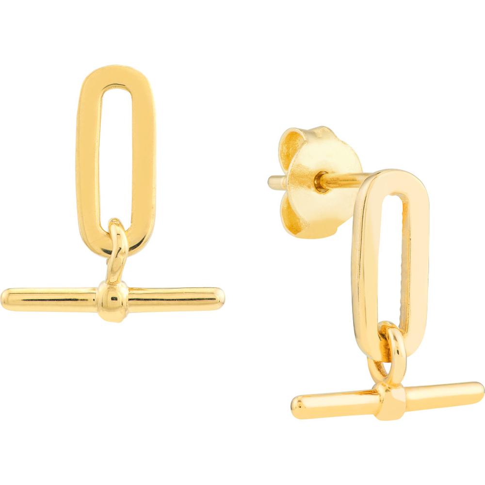 Olas d'Oro - 14K Yellow Gold Paper Clip and Bar Fashion Earrings - 1.73g Total Weight
