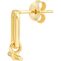 Olas d'Oro - 14K Yellow Gold Paper Clip and Bar Fashion Earrings - 1.73g Total Weight