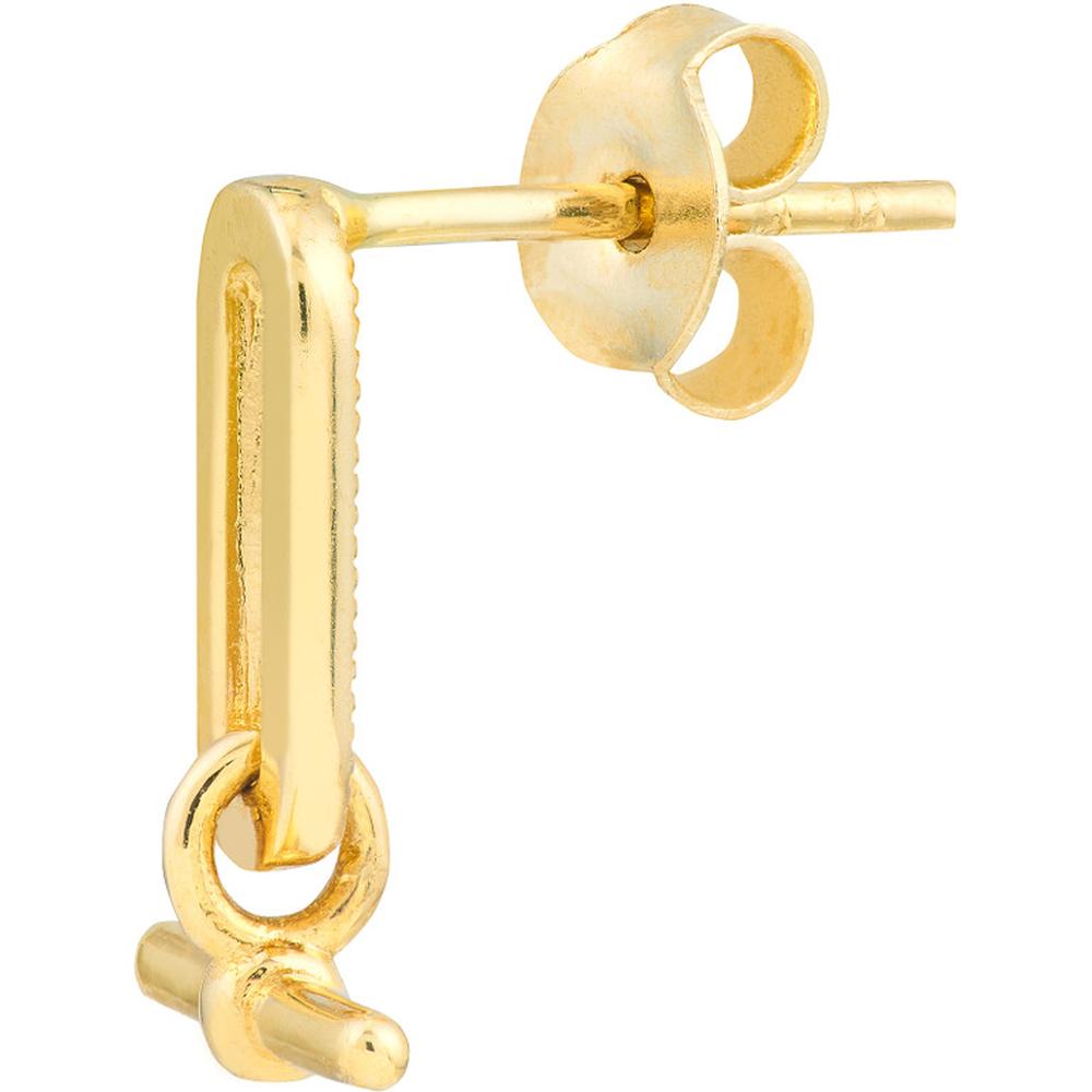 Olas d'Oro - 14K Yellow Gold Paper Clip and Bar Fashion Earrings - 1.73g Total Weight