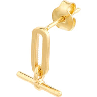 Olas d'Oro - 14K Yellow Gold Paper Clip and Bar Fashion Earrings - 1.73g Total Weight