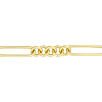 Olas d'Oro - 14K Yellow Gold Paper Clip Chain Bracelet with Pear Shaped Lobster Lock - 13.69g Average Weight