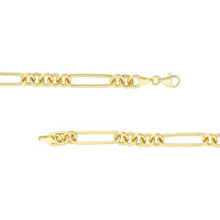 Olas d'Oro - 14K Yellow Gold Paper Clip Chain Bracelet with Pear Shaped Lobster Lock - 13.69g Average Weight