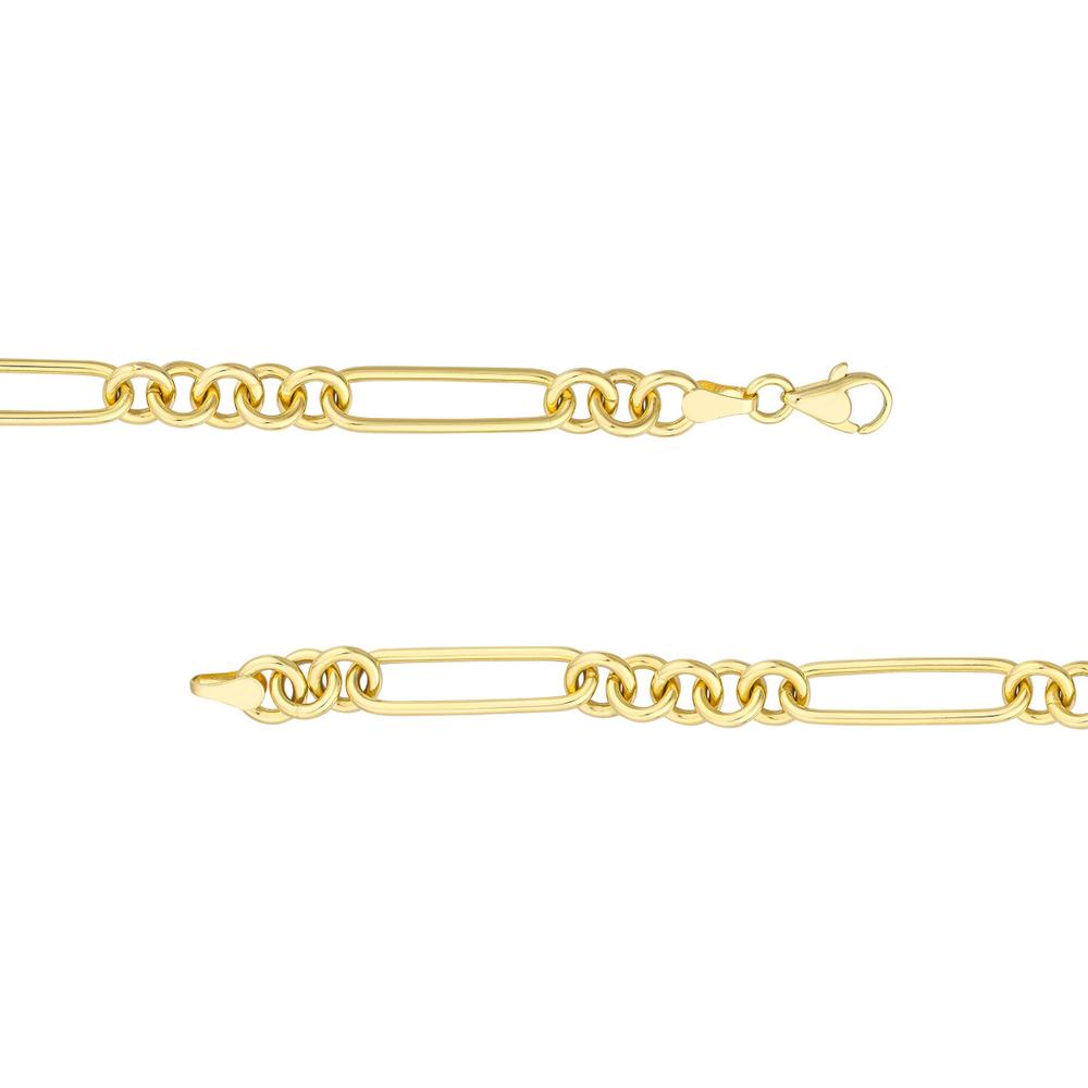 Olas d'Oro - 14K Yellow Gold Paper Clip Chain Bracelet with Pear Shaped Lobster Lock - 13.69g Average Weight