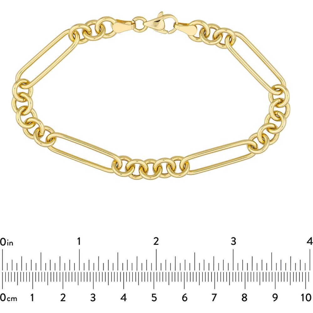 Olas d'Oro - 14K Yellow Gold Paper Clip Chain Bracelet with Pear Shaped Lobster Lock - 13.69g Average Weight