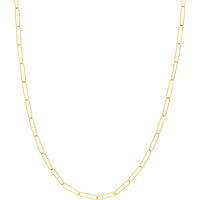 Olas d'Oro - 14K Yellow Gold Paper Clip Chain Necklace with Pear Lobster Clasp - 3.6mm Links - 18" Length