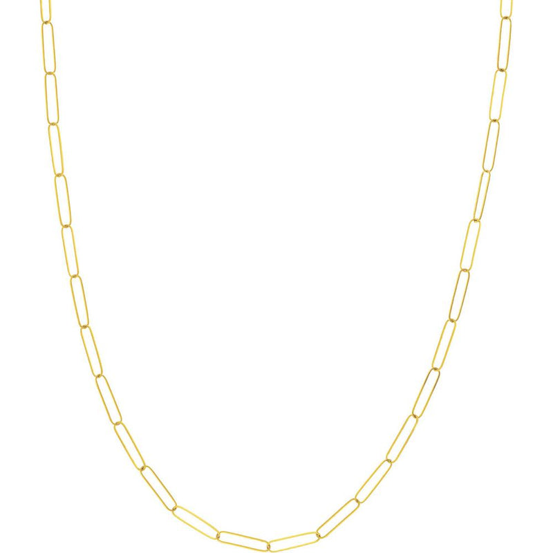 Olas d'Oro - 14K Yellow Gold Paper Clip Chain Necklace with Pear Lobster Clasp - 3.6mm Links - 18" Length