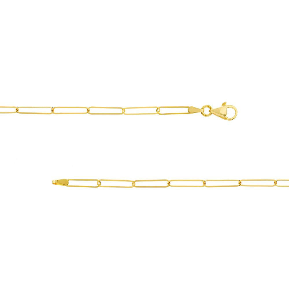 Olas d'Oro - 14K Yellow Gold Paper Clip Chain Necklace with Pear Lobster Clasp - 3.6mm Links - 18" Length