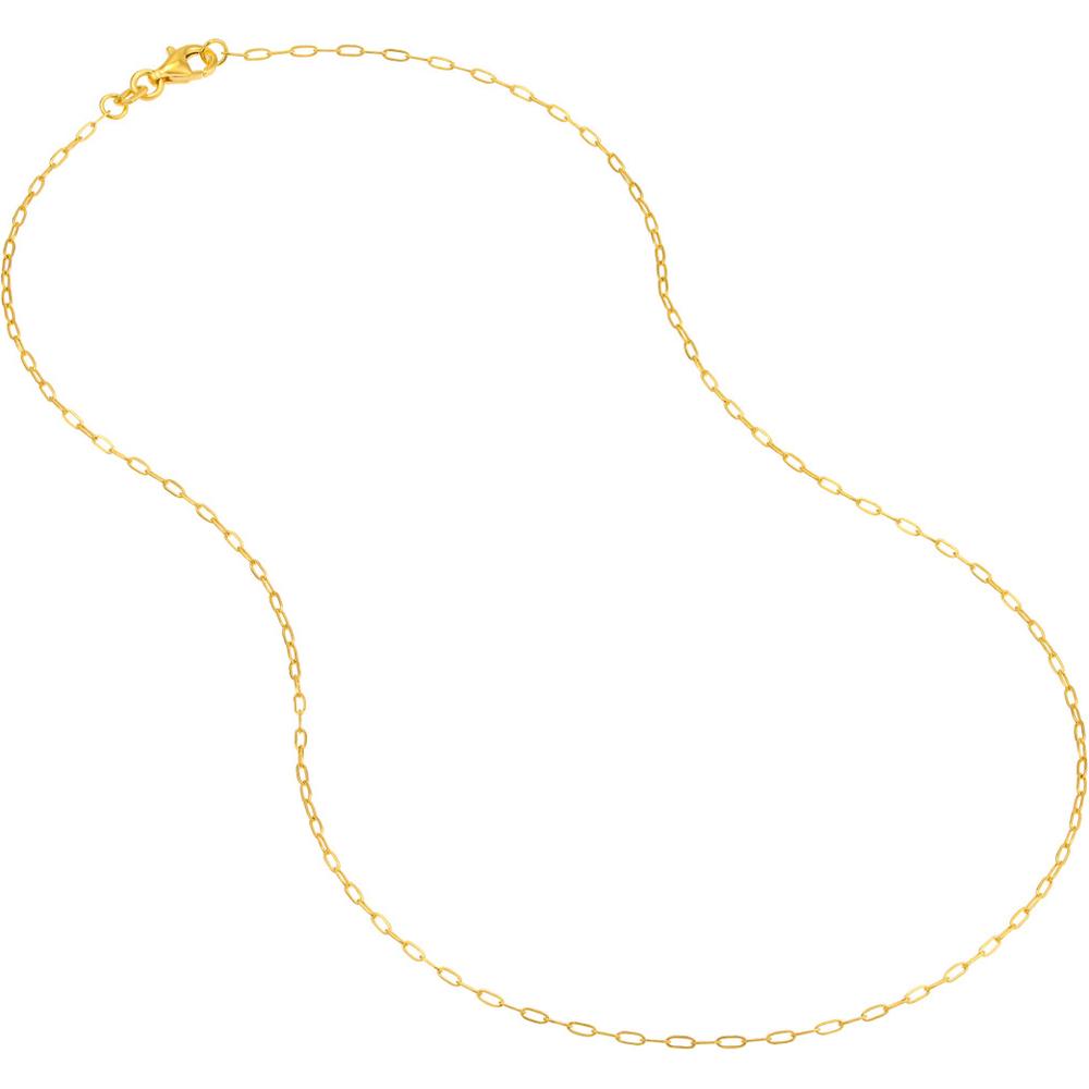 Olas d'Oro - 14K Yellow Gold Paper Clip Chain Necklace with Pear Shape Lobster Lock - 16"