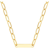 Olas d'Oro - 14K Yellow Gold Paper Clip Chain with Engravable ID Bar - 30mm