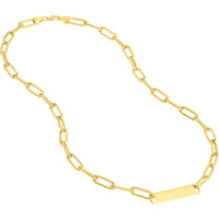 Olas d'Oro - 14K Yellow Gold Paper Clip Chain with Engravable ID Bar - 30mm