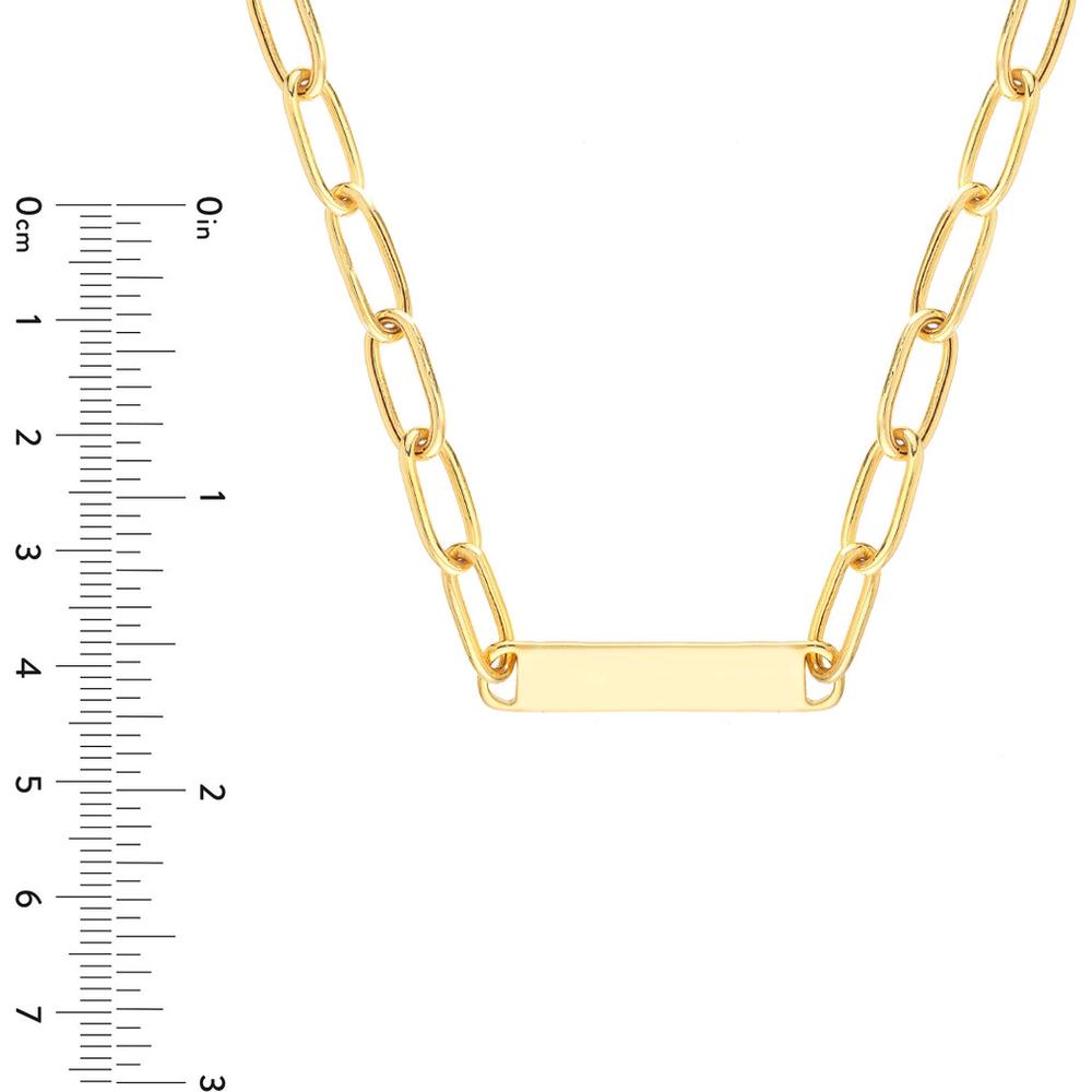Olas d'Oro - 14K Yellow Gold Paper Clip Chain with Engravable ID Bar - 30mm