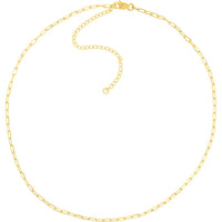 Olas d'Oro - 14K Yellow Gold Paper Clip Choker Necklace - Adjustable 13-16" Length