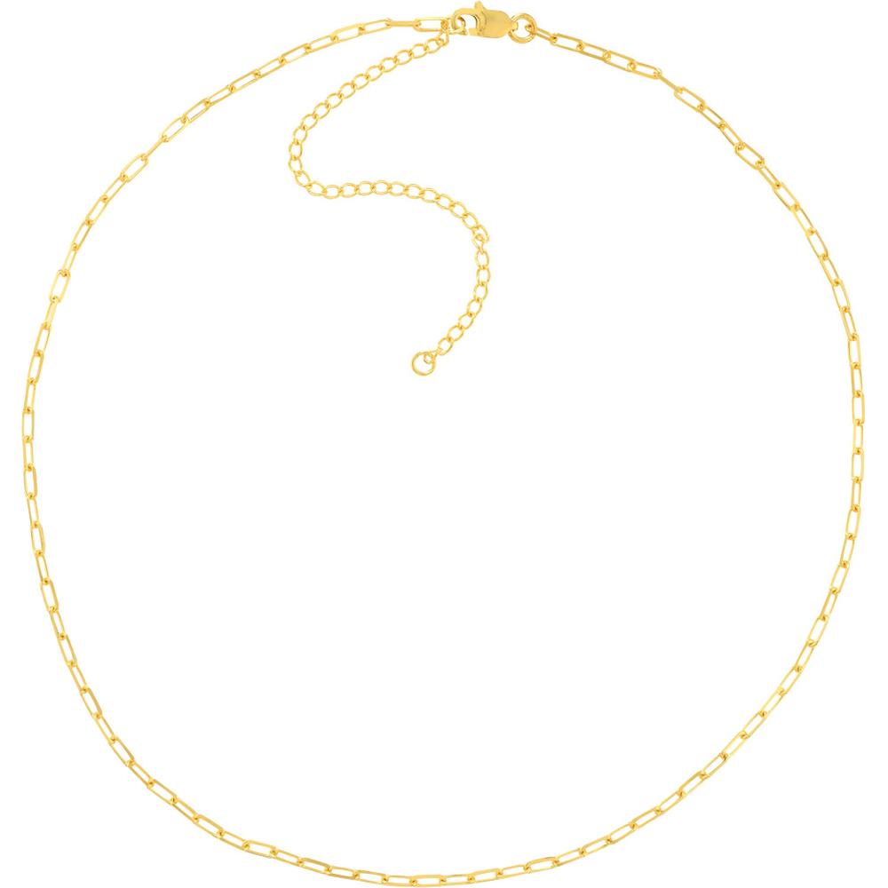 Olas d'Oro - 14K Yellow Gold Paper Clip Choker Necklace - Adjustable 13-16" Length