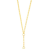Olas d'Oro - 14K Yellow Gold Paper Clip Enhancer Chain Lariat Necklace with Lobster Clasp