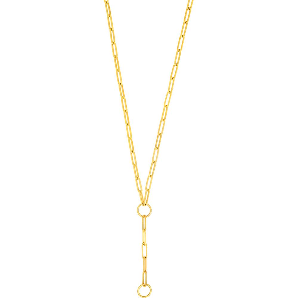 Olas d'Oro - 14K Yellow Gold Paper Clip Enhancer Chain Lariat Necklace with Lobster Clasp